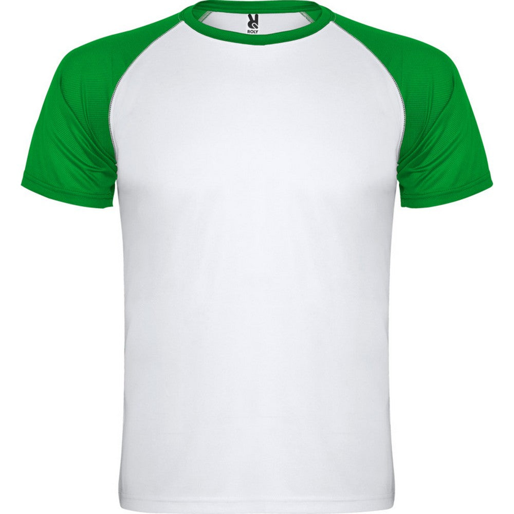 White-Fern Green - Front - Roly Childrens-Kids Indianapolis Short-Sleeved Sports T-Shirt