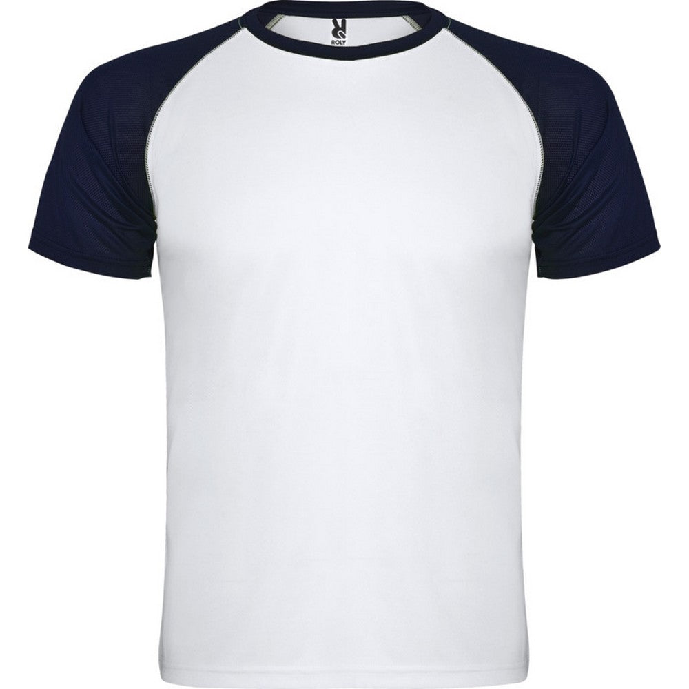 White-Navy Blue - Front - Roly Childrens-Kids Indianapolis Short-Sleeved Sports T-Shirt