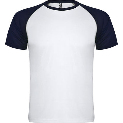 White-Navy Blue - Front - Roly Childrens-Kids Indianapolis Short-Sleeved Sports T-Shirt