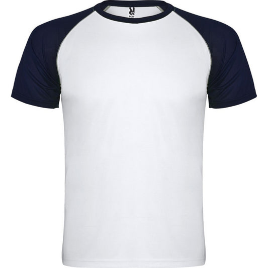 White-Navy Blue - Front - Roly Childrens-Kids Indianapolis Short-Sleeved Sports T-Shirt