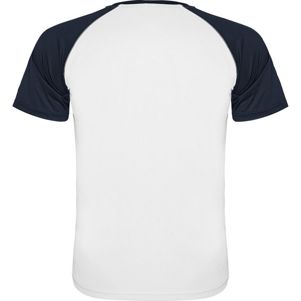 White-Navy Blue - Back - Roly Childrens-Kids Indianapolis Short-Sleeved Sports T-Shirt
