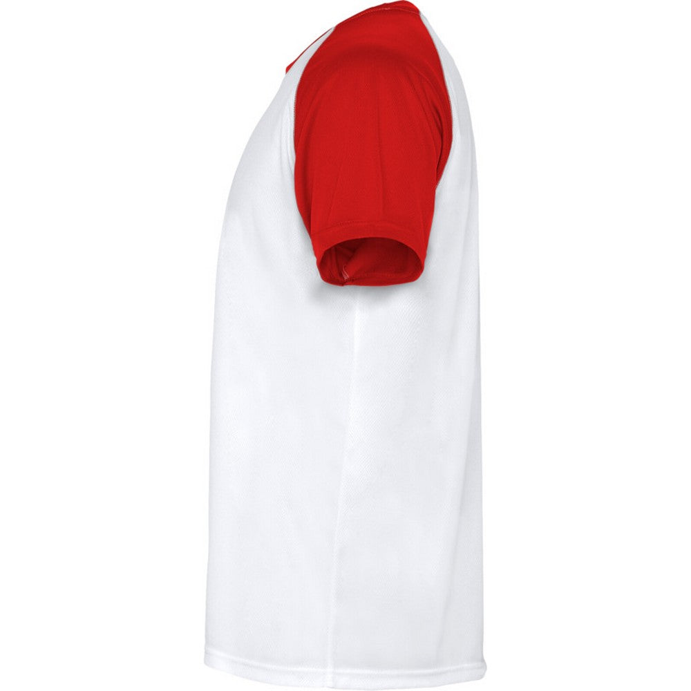 White-Red - Lifestyle - Roly Childrens-Kids Indianapolis Short-Sleeved Sports T-Shirt