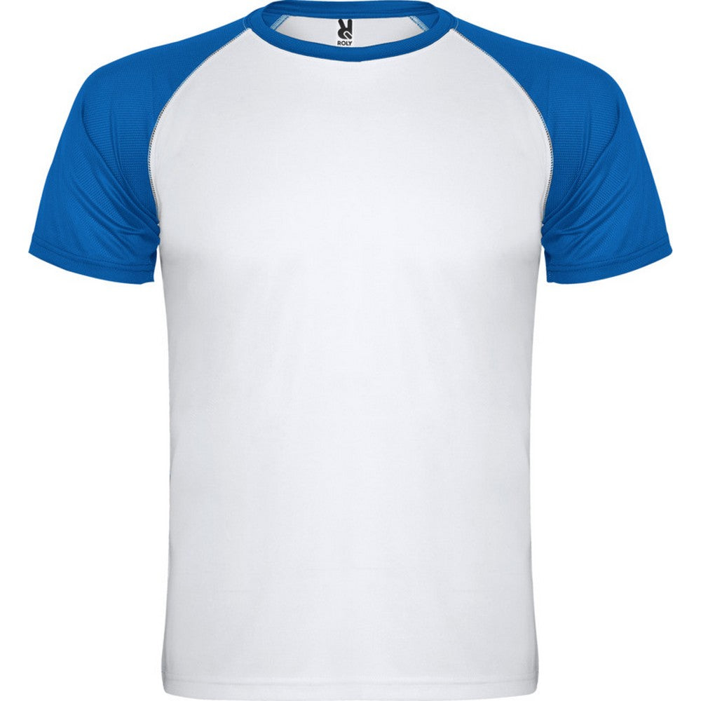 White-Royal Blue - Front - Roly Childrens-Kids Indianapolis Short-Sleeved Sports T-Shirt