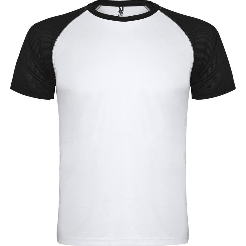 Fluro Orange- Solid Black - Front - Roly Childrens-Kids Indianapolis Short-Sleeved Sports T-Shirt