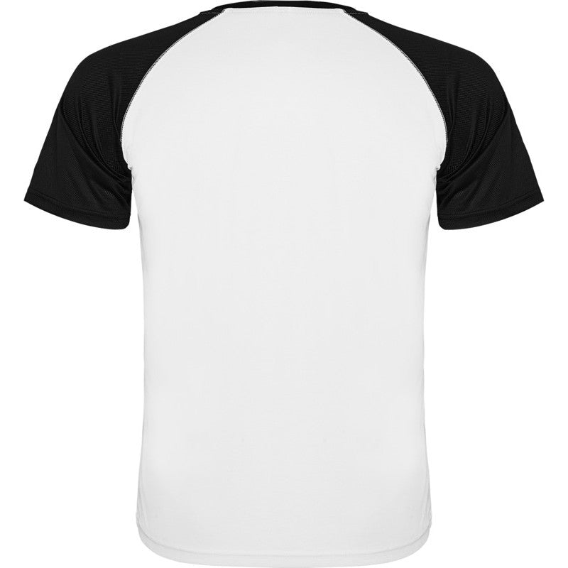 Fluro Orange- Solid Black - Back - Roly Childrens-Kids Indianapolis Short-Sleeved Sports T-Shirt