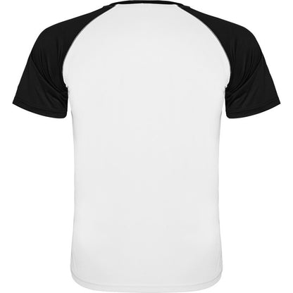 Fluro Orange- Solid Black - Back - Roly Childrens-Kids Indianapolis Short-Sleeved Sports T-Shirt