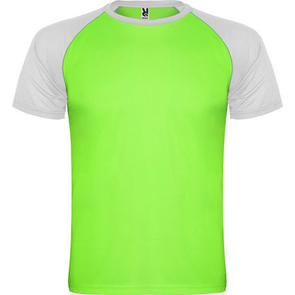 Fluro Green-White - Front - Roly Childrens-Kids Indianapolis Short-Sleeved Sports T-Shirt