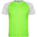 Fluro Green-White - Front - Roly Childrens-Kids Indianapolis Short-Sleeved Sports T-Shirt