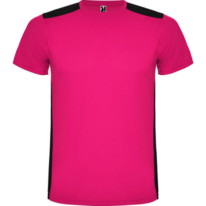 Fuchsia-Solid Black - Front - Roly Childrens-Kids Detroit Sports T-Shirt
