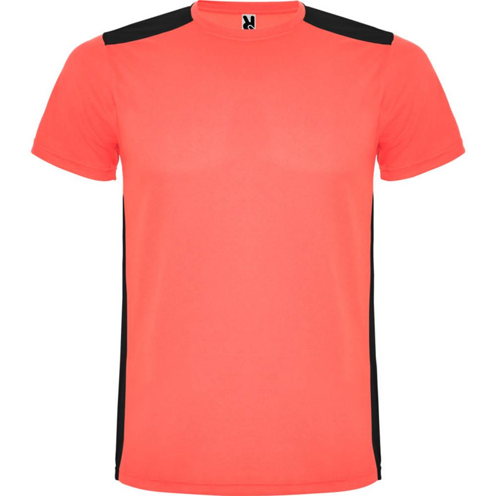 Fluorescent Coral-Solid Black - Front - Roly Childrens-Kids Detroit Sports T-Shirt