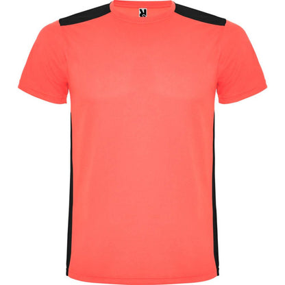 Fluorescent Coral-Solid Black - Front - Roly Childrens-Kids Detroit Sports T-Shirt