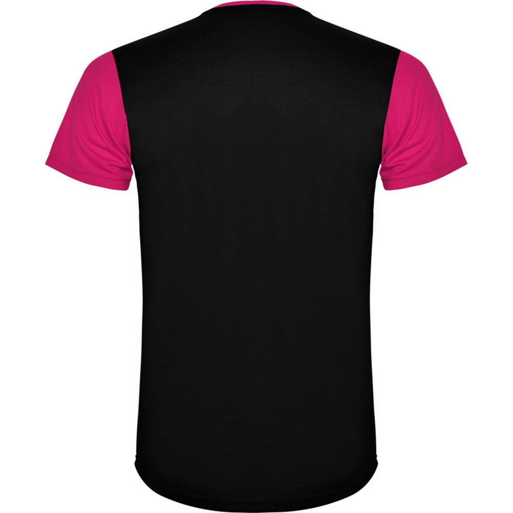 Fuchsia-Solid Black - Back - Roly Unisex Adult Detroit Short-Sleeved Sports T-Shirt