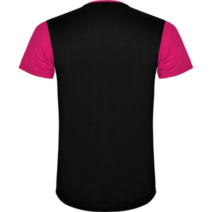 Fuchsia-Solid Black - Back - Roly Unisex Adult Detroit Short-Sleeved Sports T-Shirt