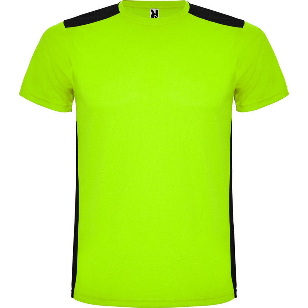 Lime-Solid Black - Front - Roly Unisex Adult Detroit Short-Sleeved Sports T-Shirt