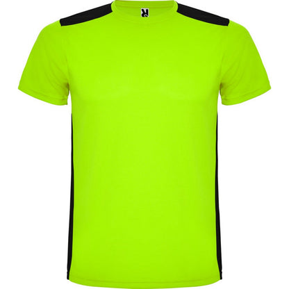 Lime-Solid Black - Front - Roly Unisex Adult Detroit Short-Sleeved Sports T-Shirt