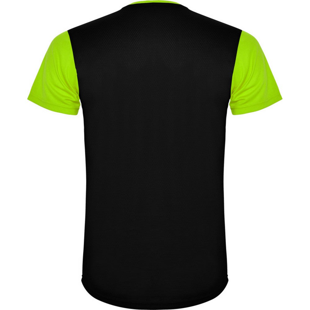 Lime-Solid Black - Back - Roly Unisex Adult Detroit Short-Sleeved Sports T-Shirt