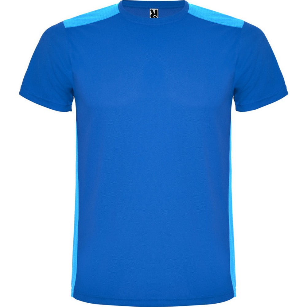 Royal Blue-Light Blue - Front - Roly Unisex Adult Detroit Short-Sleeved Sports T-Shirt
