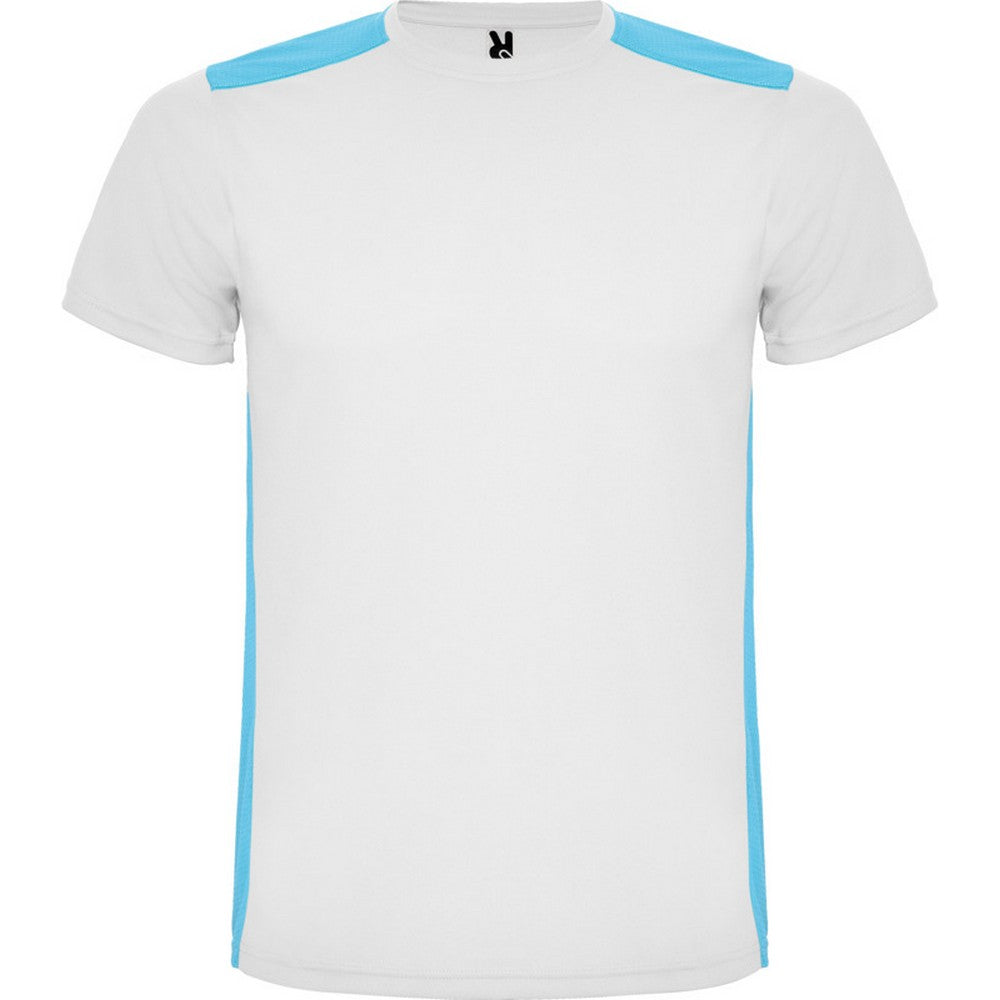 White-Turquiose - Front - Roly Unisex Adult Detroit Short-Sleeved Sports T-Shirt