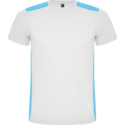 White-Turquiose - Front - Roly Unisex Adult Detroit Short-Sleeved Sports T-Shirt