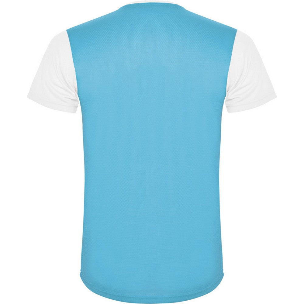 White-Turquiose - Back - Roly Unisex Adult Detroit Short-Sleeved Sports T-Shirt