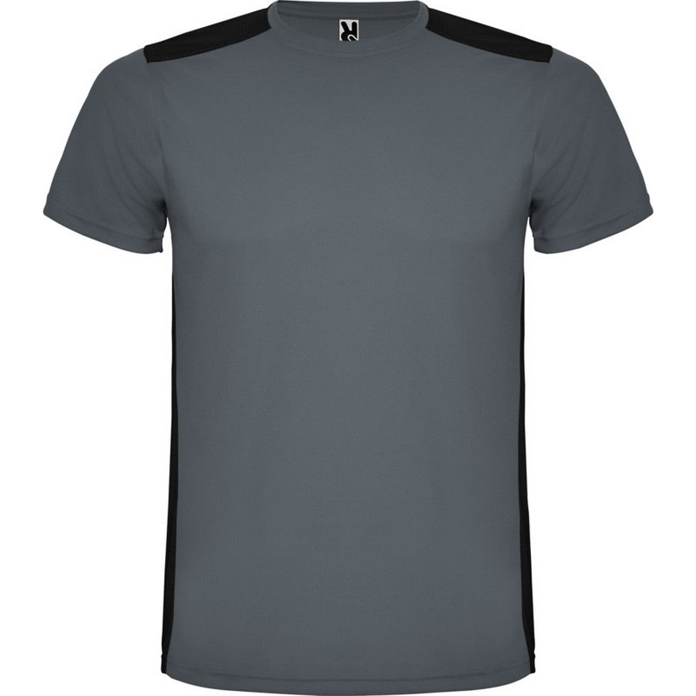 Ebony-Solid Black - Front - Roly Unisex Adult Detroit Short-Sleeved Sports T-Shirt
