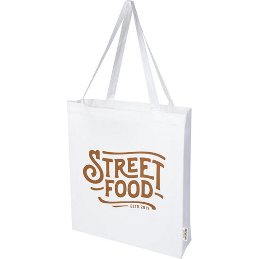 White - Front - Madras Recycled Cotton Gusseted Tote Bag