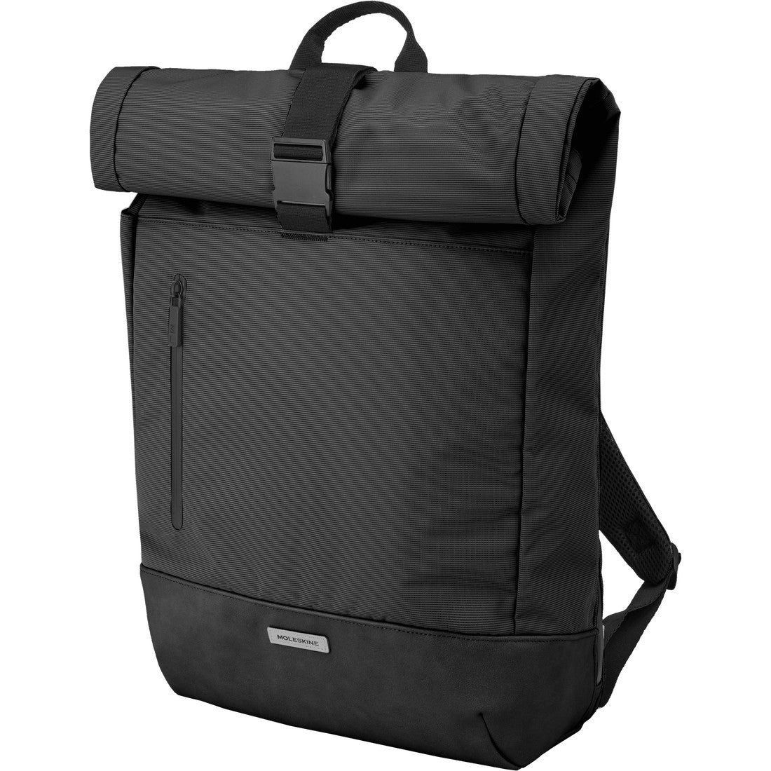 Solid Black - Front - Moleskine Metro Roll Top Backpack