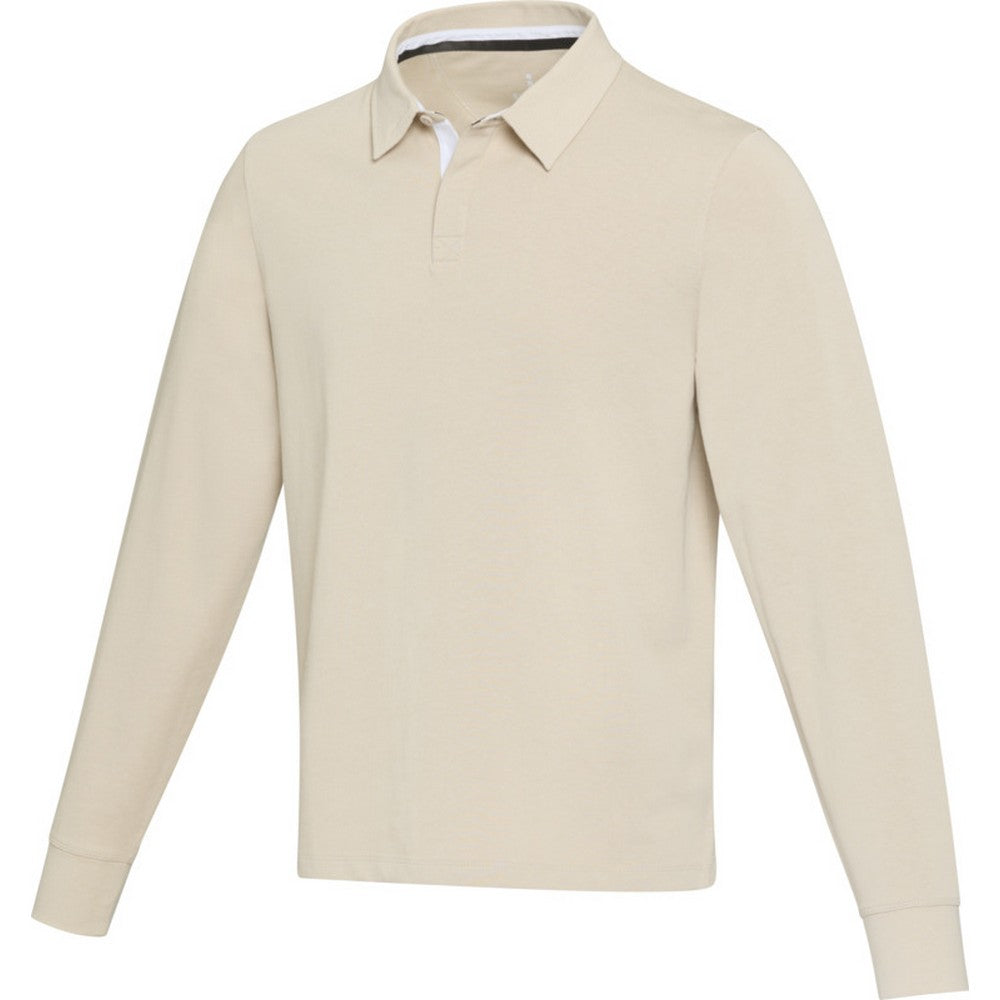 Oatmeal - Side - Elevate Unisex Adult Clyde Organic Cotton Rugby Polo Sweatshirt