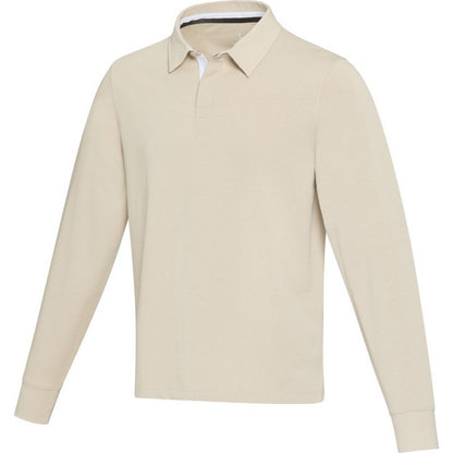 Oatmeal - Side - Elevate Unisex Adult Clyde Organic Cotton Rugby Polo Sweatshirt