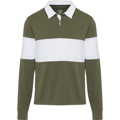 White - Front - Elevate Unisex Adult Clyde Organic Cotton Rugby Polo Sweatshirt