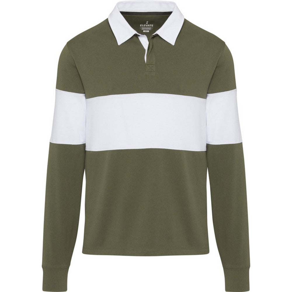 White - Front - Elevate Unisex Adult Clyde Organic Cotton Rugby Polo Sweatshirt