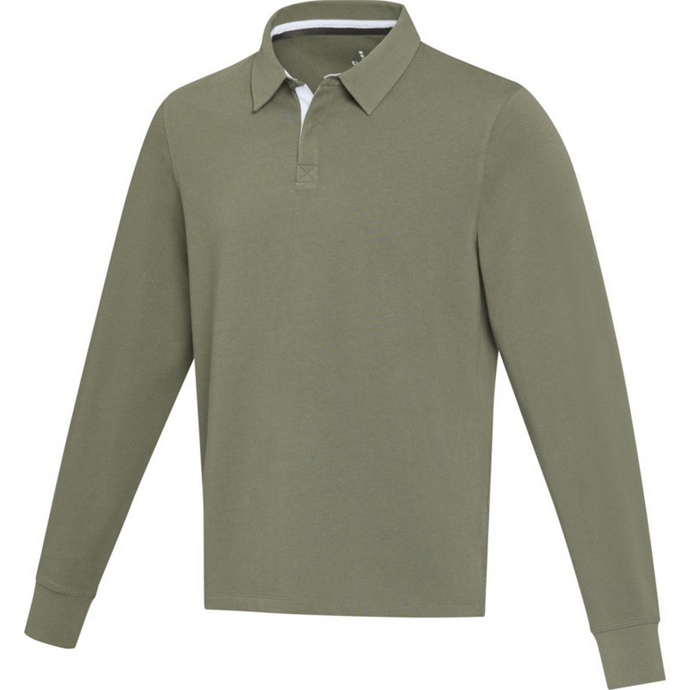 Green - Side - Elevate Unisex Adult Clyde Organic Cotton Rugby Polo Sweatshirt