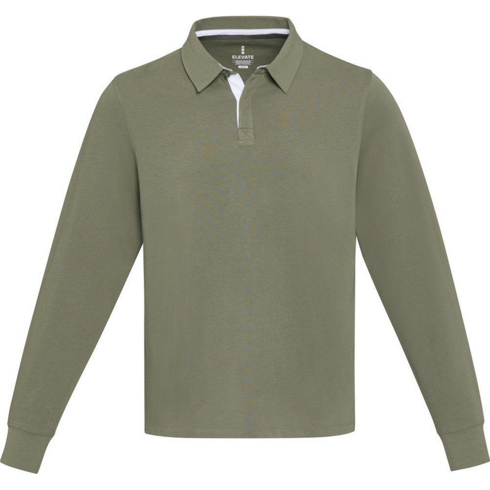 Green - Front - Elevate Unisex Adult Clyde Organic Cotton Rugby Polo Sweatshirt