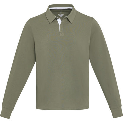 Green - Front - Elevate Unisex Adult Clyde Organic Cotton Rugby Polo Sweatshirt