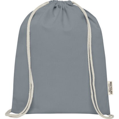 Grey - Back - Oregon Recycled Cotton Drawstring Bag