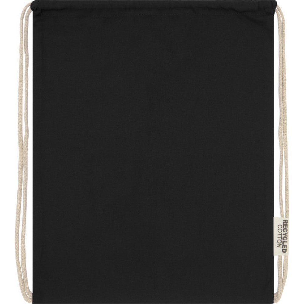 Solid Black - Front - Oregon Recycled Cotton Drawstring Bag