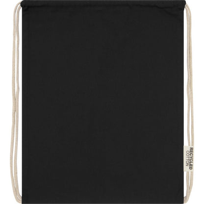 Solid Black - Front - Oregon Recycled Cotton Drawstring Bag