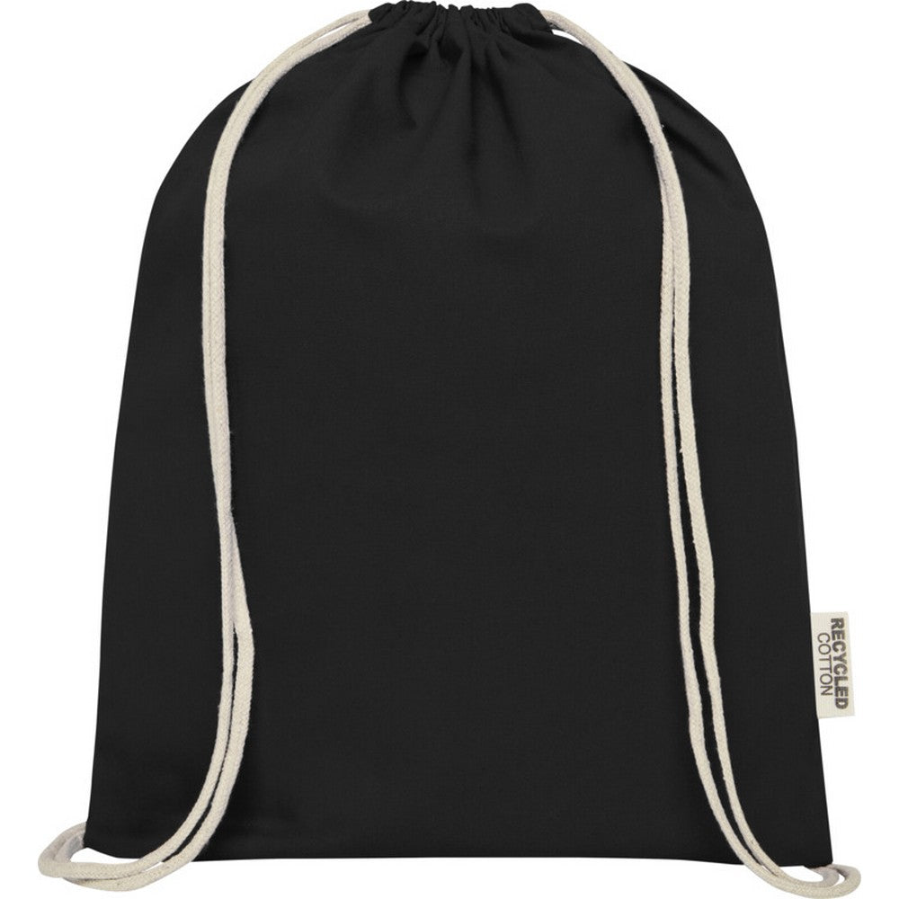 Solid Black - Back - Oregon Recycled Cotton Drawstring Bag