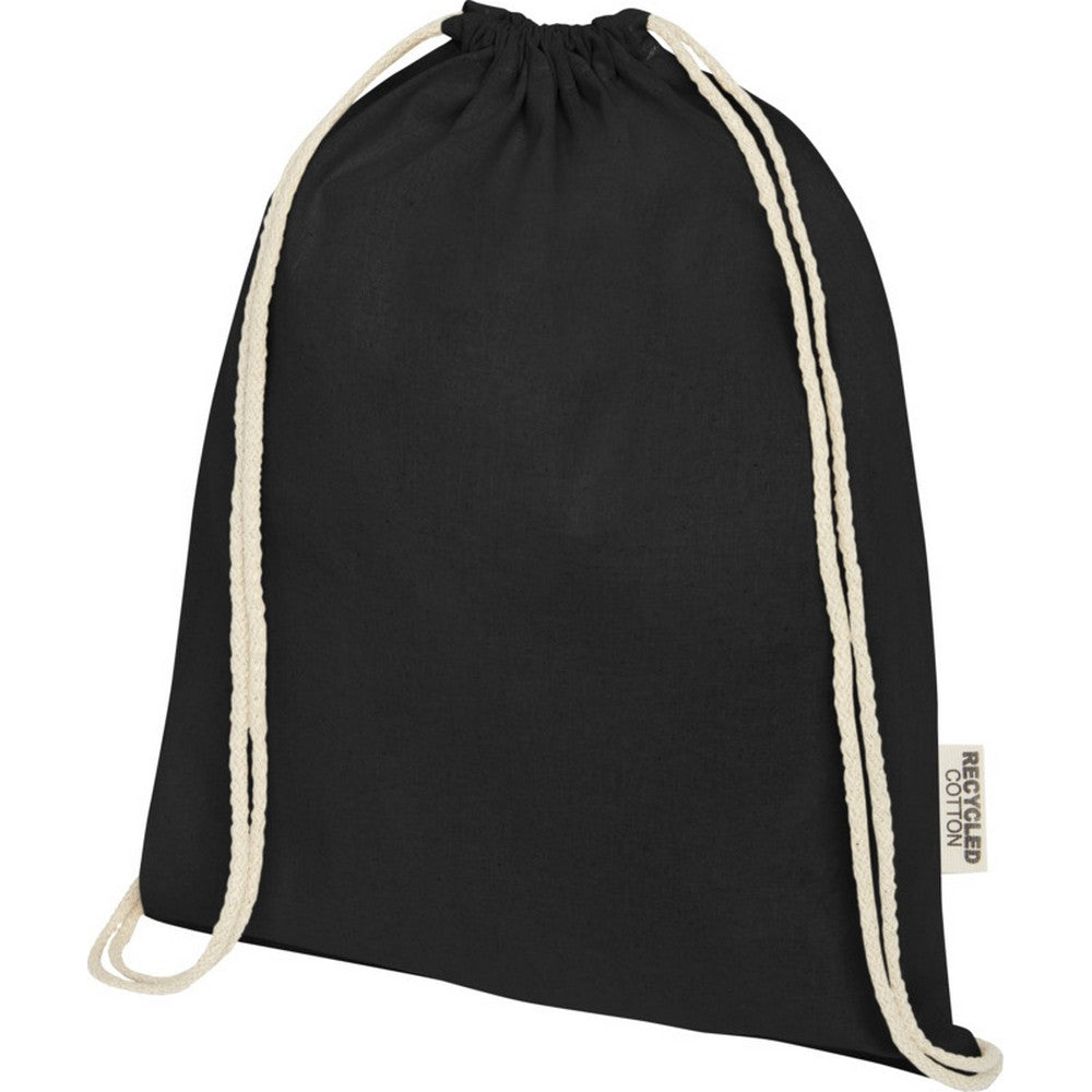 Solid Black - Side - Oregon Recycled Cotton Drawstring Bag
