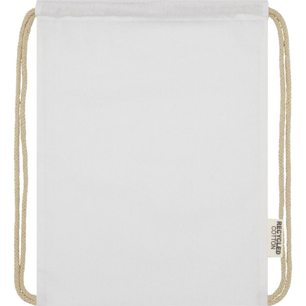 White - Front - Oregon Recycled Cotton Drawstring Bag