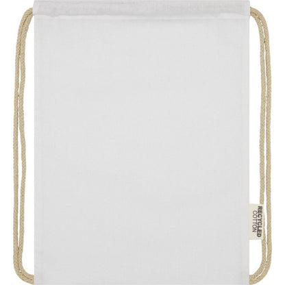 White - Front - Oregon Recycled Cotton Drawstring Bag