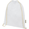 White - Side - Oregon Recycled Cotton Drawstring Bag