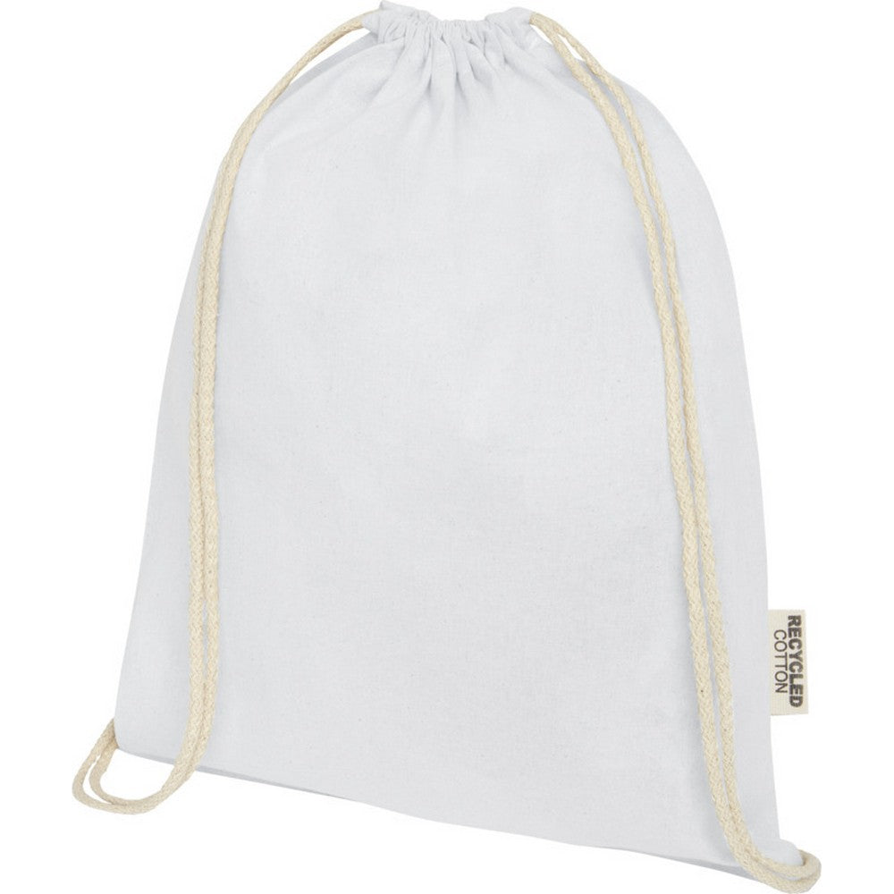 White - Side - Oregon Recycled Cotton Drawstring Bag