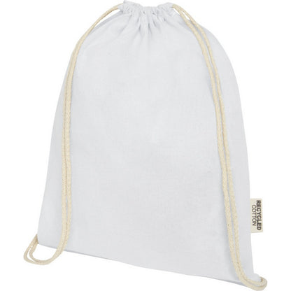 White - Side - Oregon Recycled Cotton Drawstring Bag