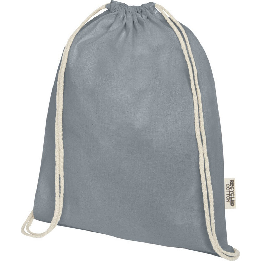 Grey - Side - Oregon Recycled Cotton Drawstring Bag