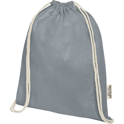Grey - Side - Oregon Recycled Cotton Drawstring Bag