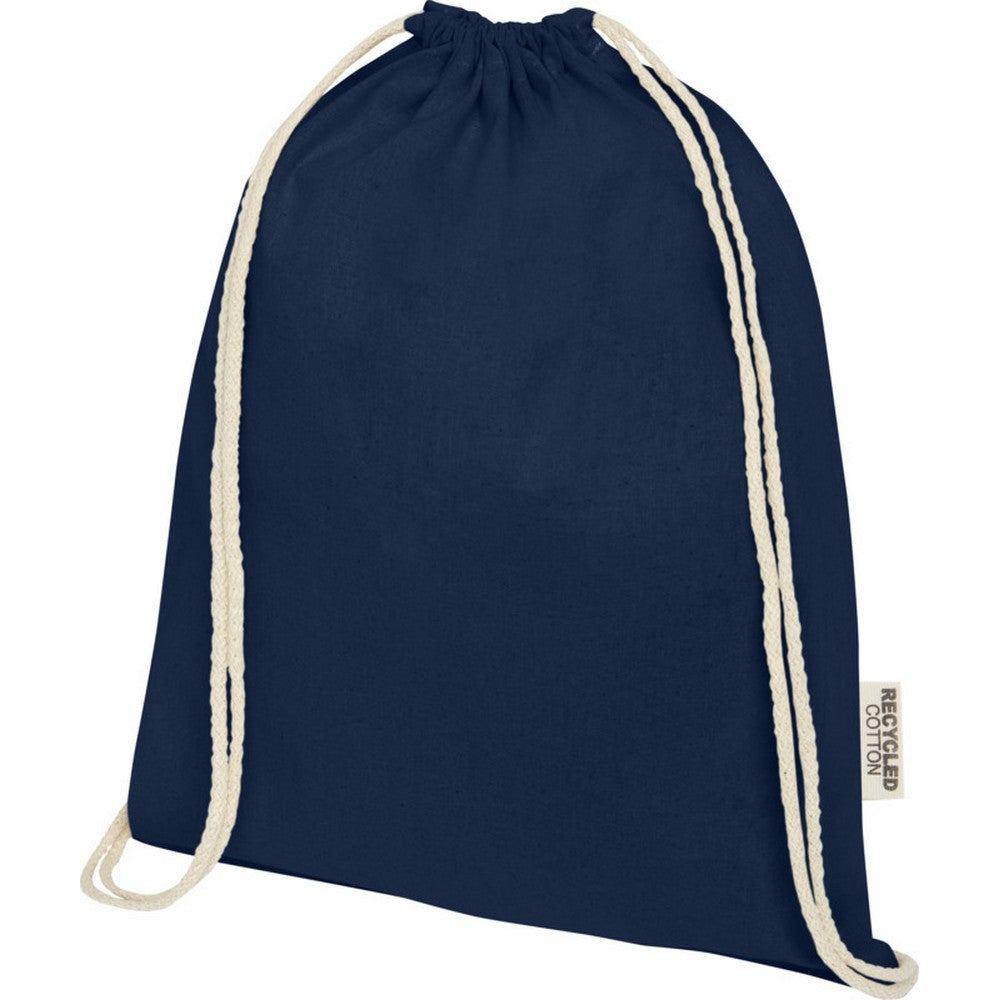 Navy - Side - Oregon Recycled Cotton Drawstring Bag
