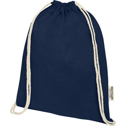 Navy - Side - Oregon Recycled Cotton Drawstring Bag