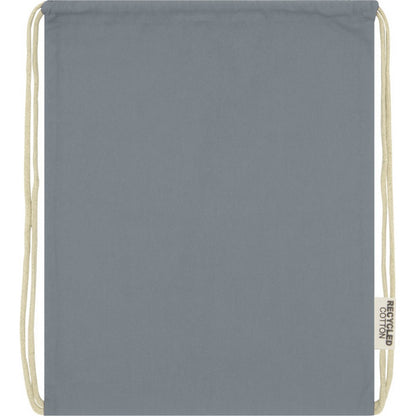 Grey - Front - Oregon Recycled Cotton Drawstring Bag