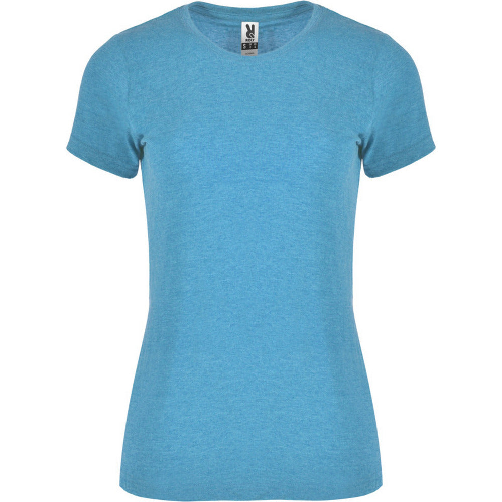 Turquoise - Front - Roly Womens-Ladies Fox Heather Short-Sleeved T-Shirt